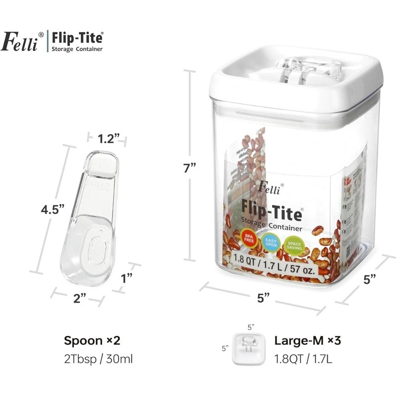 Pantry Storage Containers Set W/ Scoops Airtight Stackable Organization New