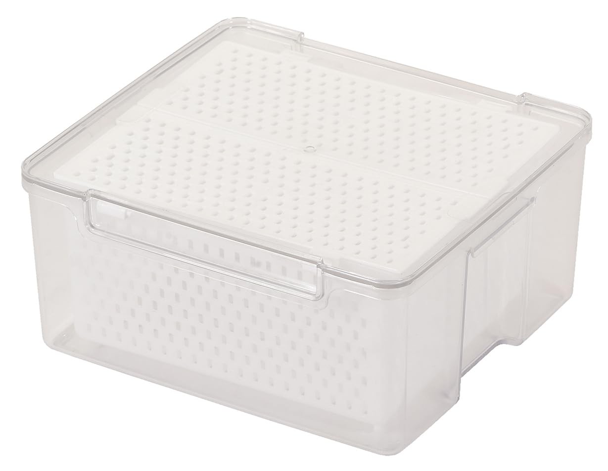PEARL METAL Storage Container with Drainer and Colander, 2.4L, HC-996