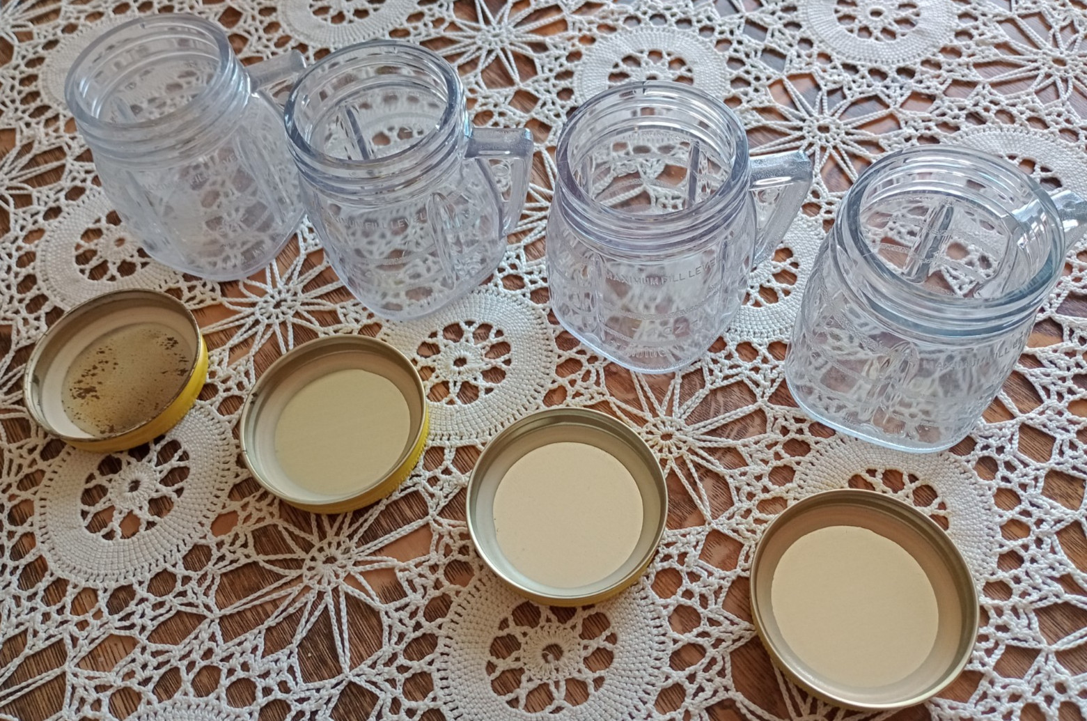 Vintage Osterizer Plastic Blender Jar Set Of 4 Oster Mini Blend & Store 4oz