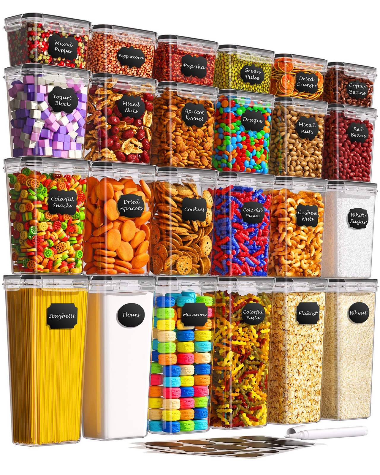 Airtight Food Multiple Sizes (Tall, Large, Medium, Standard), 24 Piece