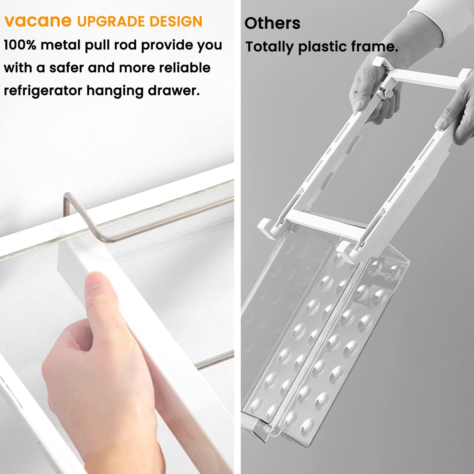Fridge Organizer Drawer, Clear Plastic Fridge Organizer Bins, Add on Refriger…