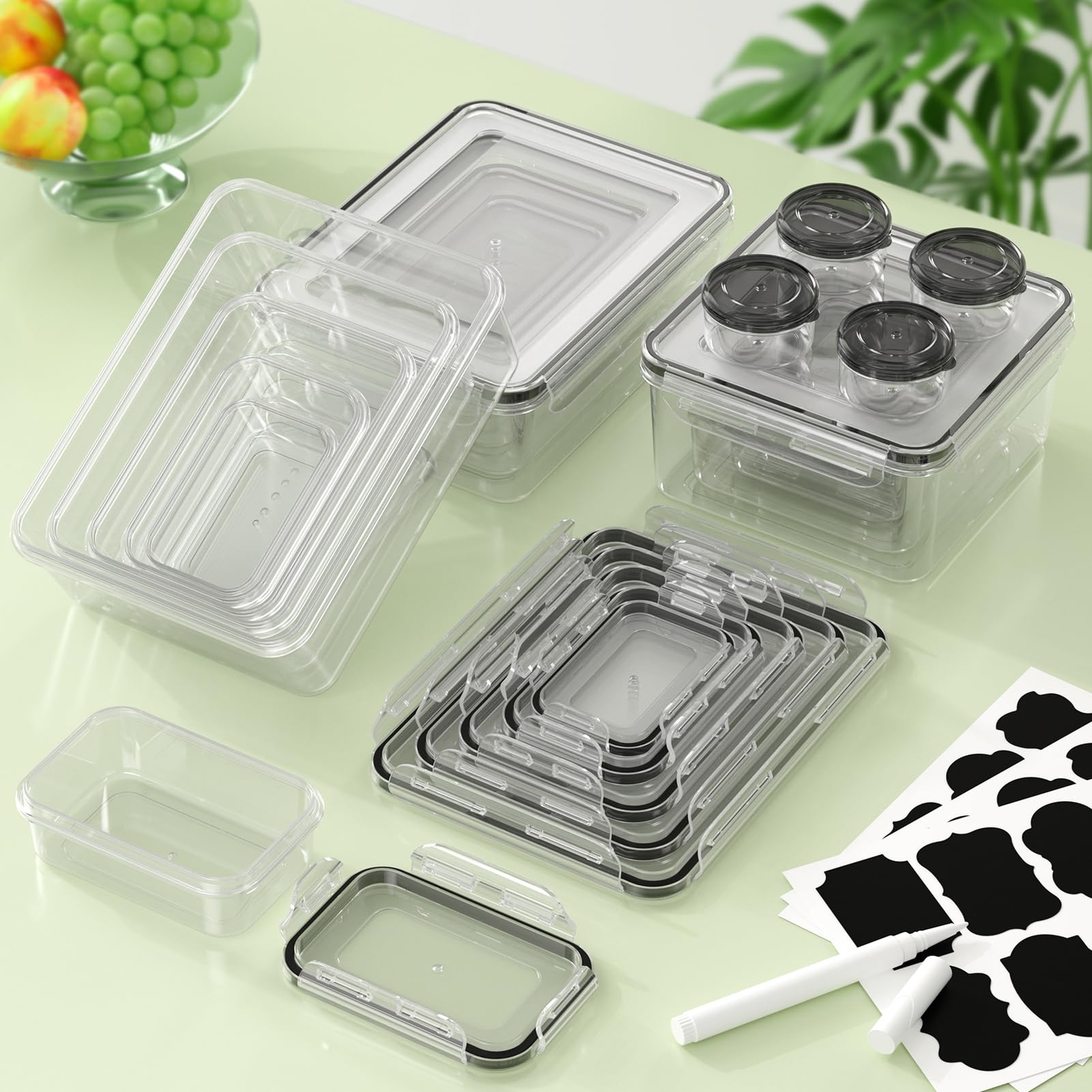 36-Piece Food Storage Containers with Lids(18 Containers & 18 Lids), Plastic