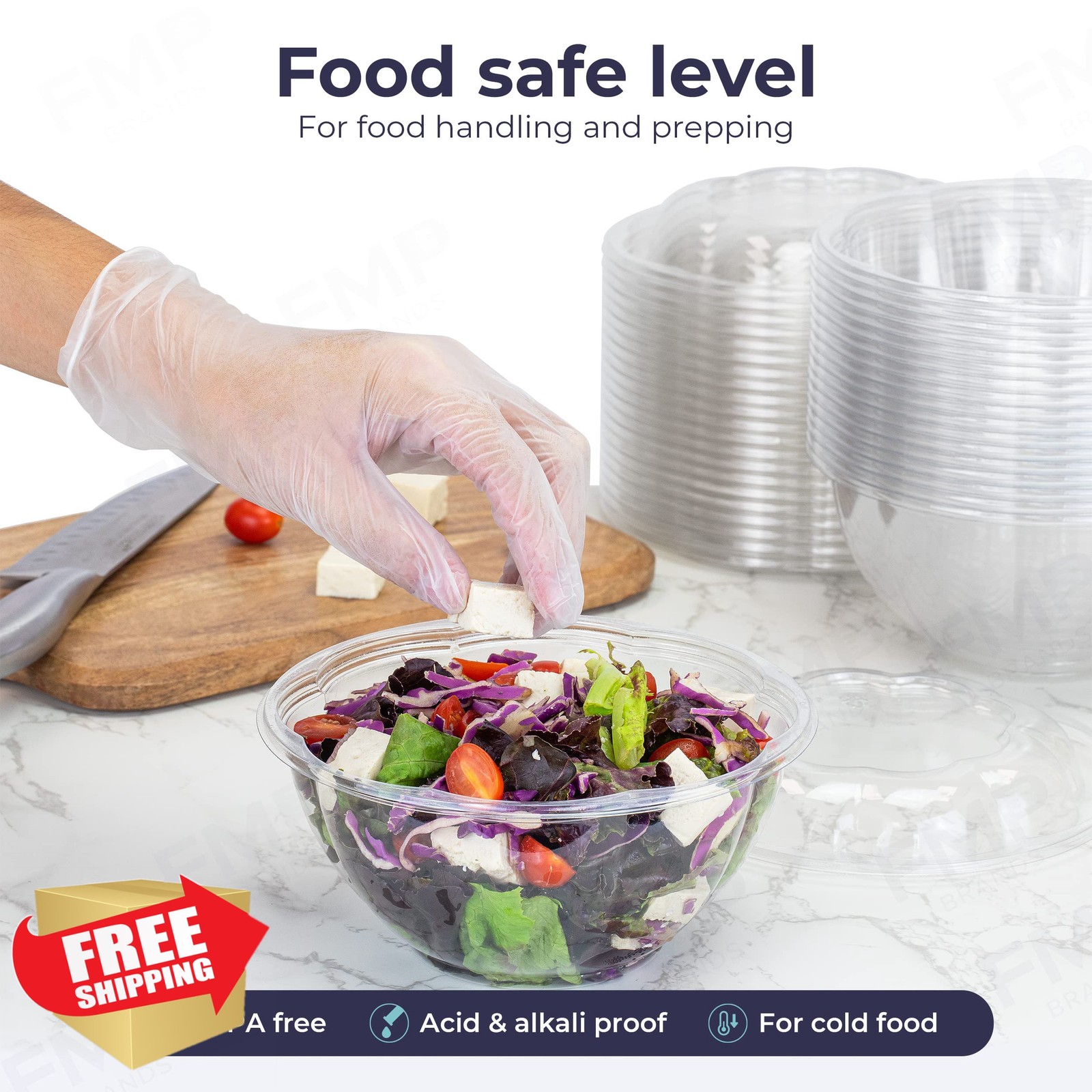 Fit Meal Prep 32oz Salad Bowls w/Lids 50 Pack