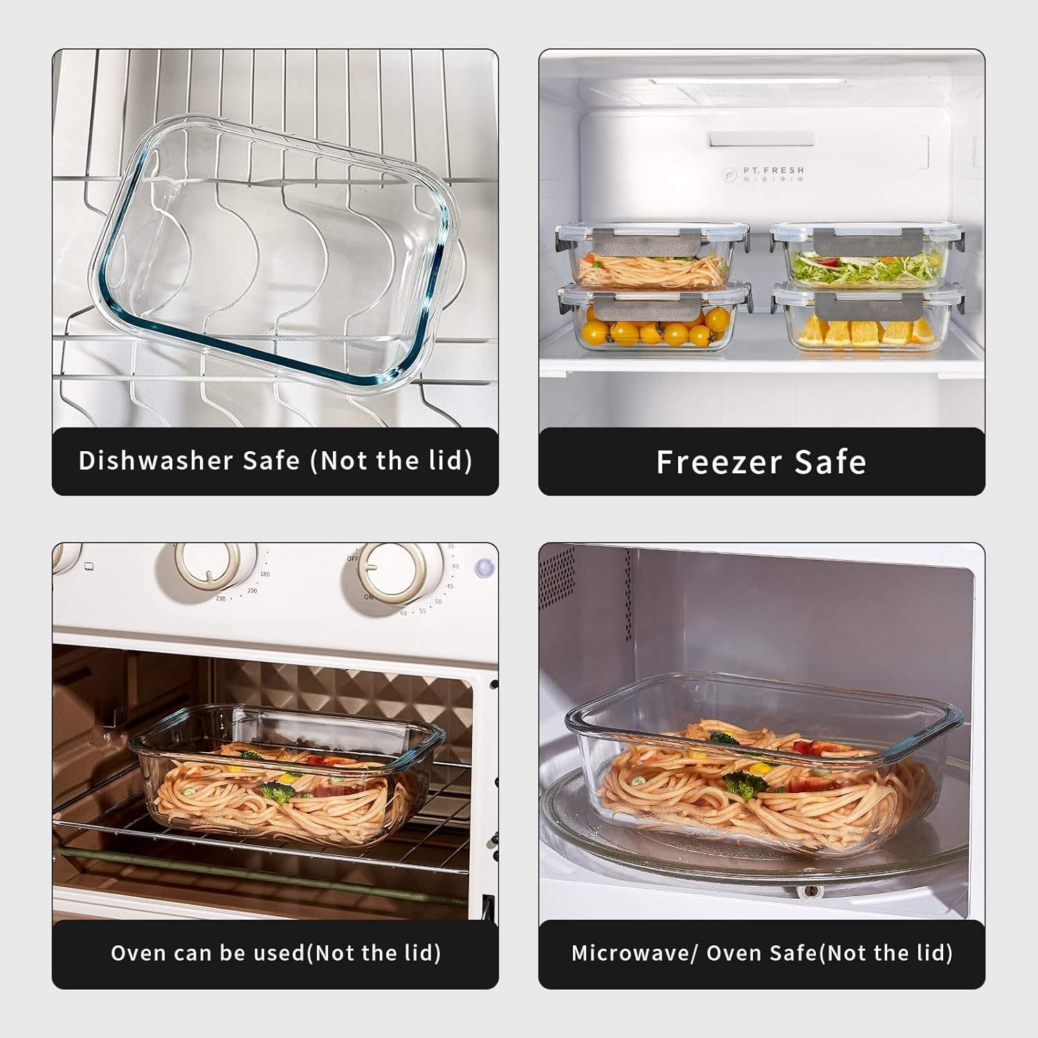 10-Pack 22oz Glass Meal Prep Containers Airtight Leakproof Gray