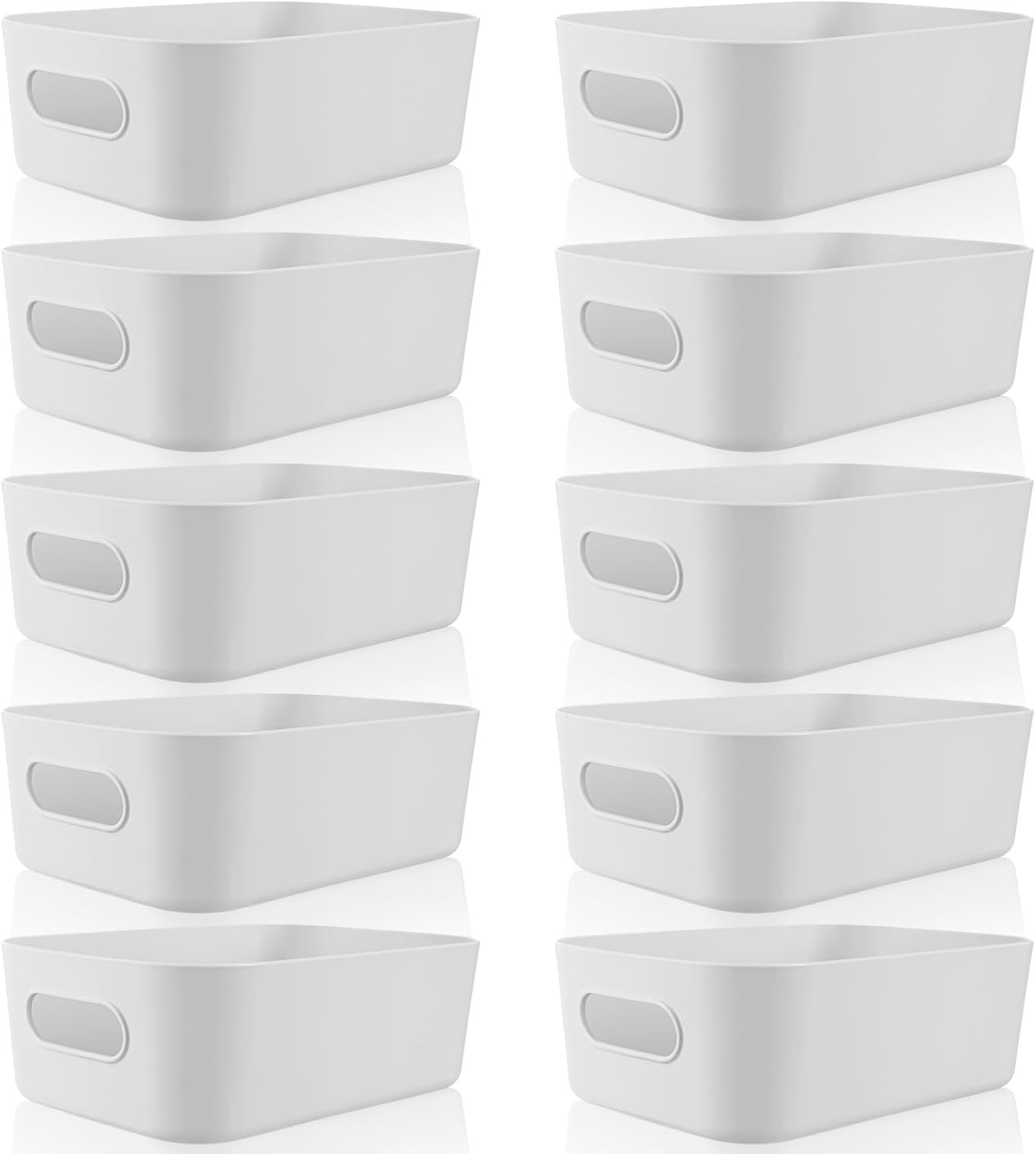 Plastic Storage Boxes, 10-Pack, Gray (8 x 5.7 x 3 inches)