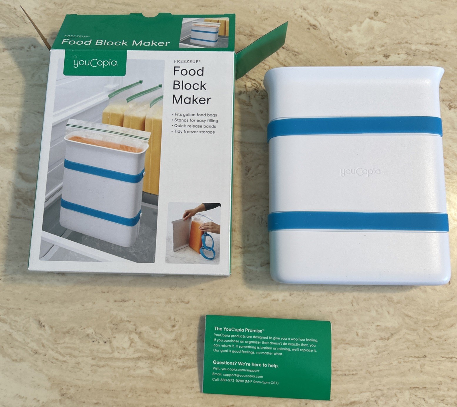 Youcopia FreezeUp Freezer Food Block Maker, Gallon Size, Meal Prep