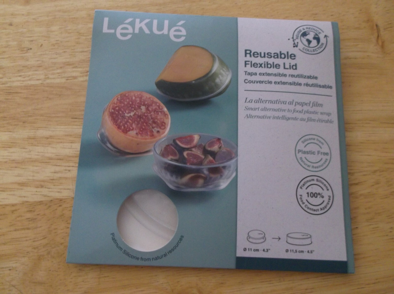 NEW Lekue Reusable Flexible Platinum Silicone Stretch Lid 11.5cm