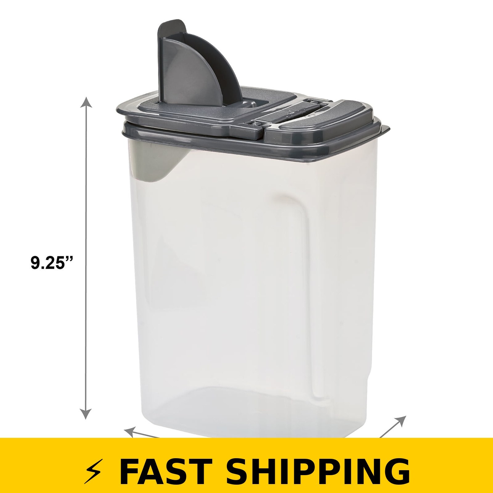 Mainstays 3.5 QT Plastic Food Dispenser – Clear with Gray Lid