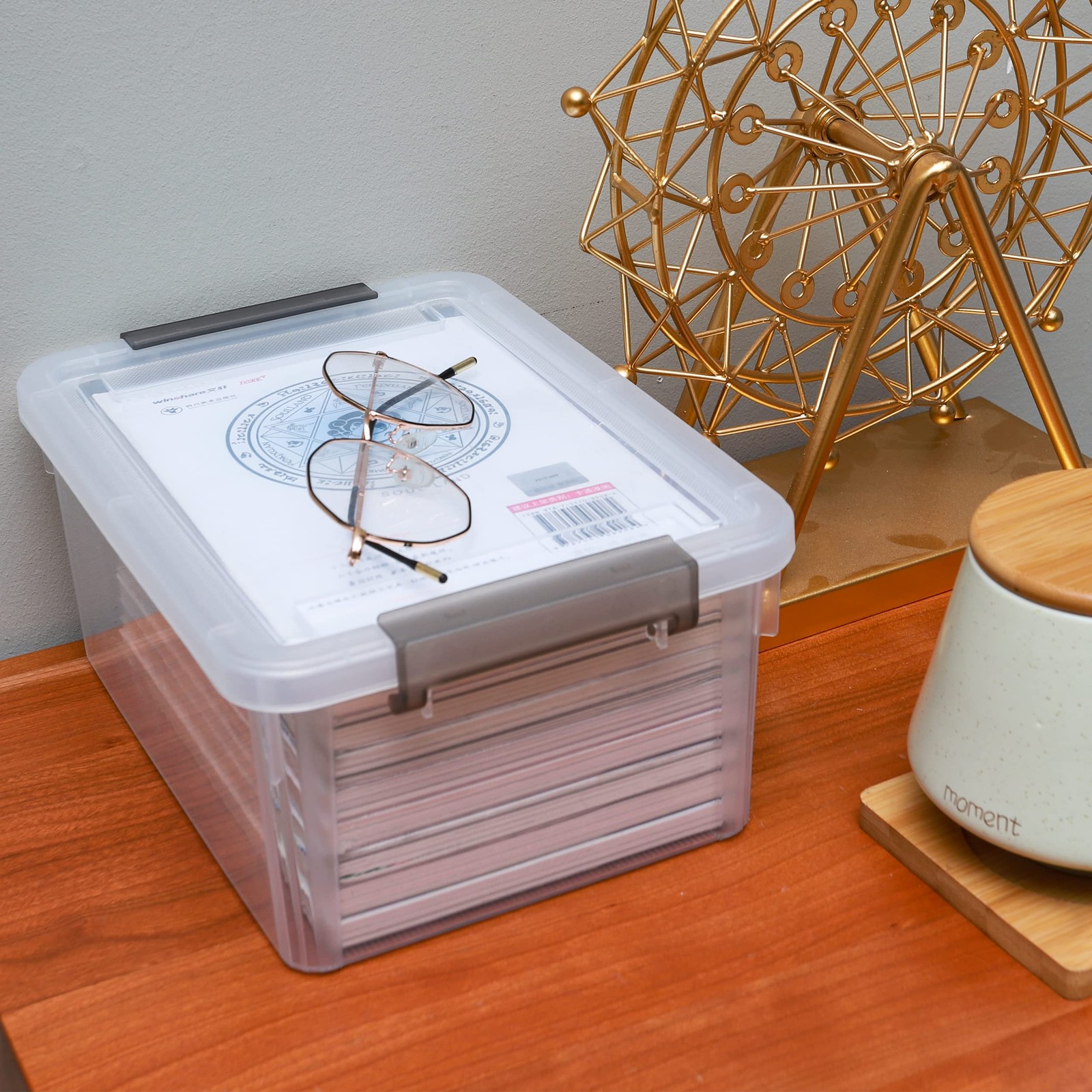 4~Pack Small Clear Storage Bins with Lids, 3.2 QT Stackable Containers