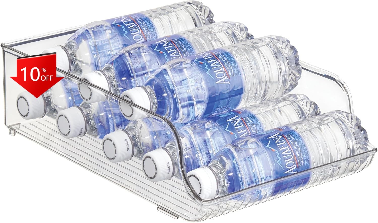 Water Bottle Organizer for Fridge or Pantry – Clear – Made in USA