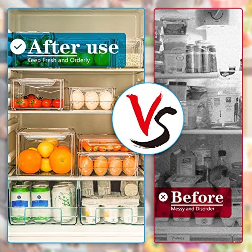Pomeat 10 Pack Fridge Organizer Stackable Refrigerator Organizer Bins L8H3CUDIWQ