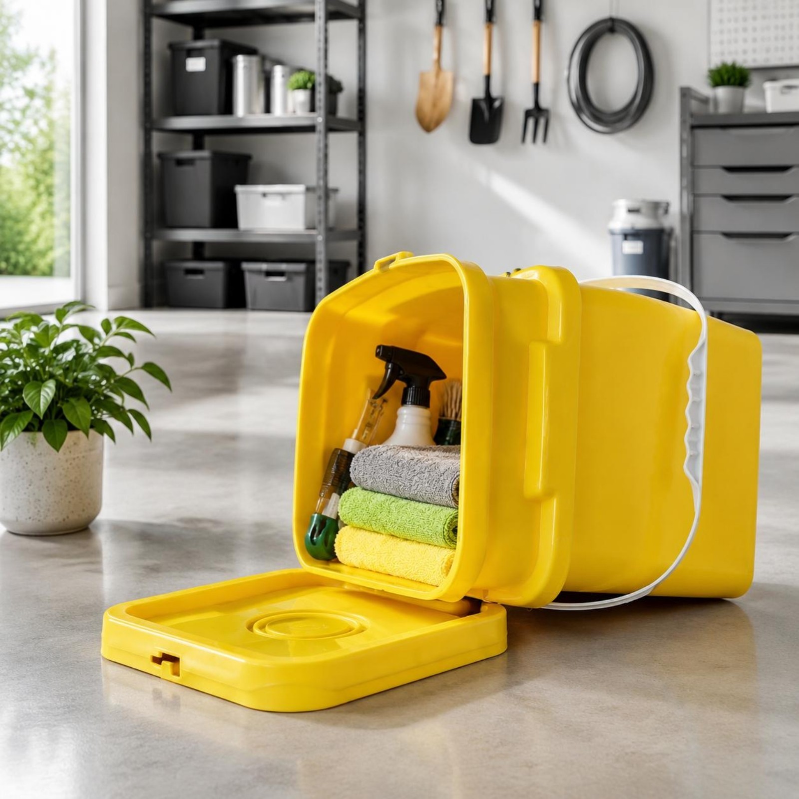 16L Square Pail Thickened Square Plastic Pail Balanced-Carry Grip Handle