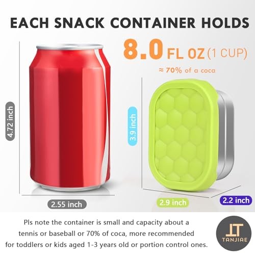 4Pack 8oz Small (1 CUP) Stainless 8 oz 4-Pack Blue Snack Containers for Kids