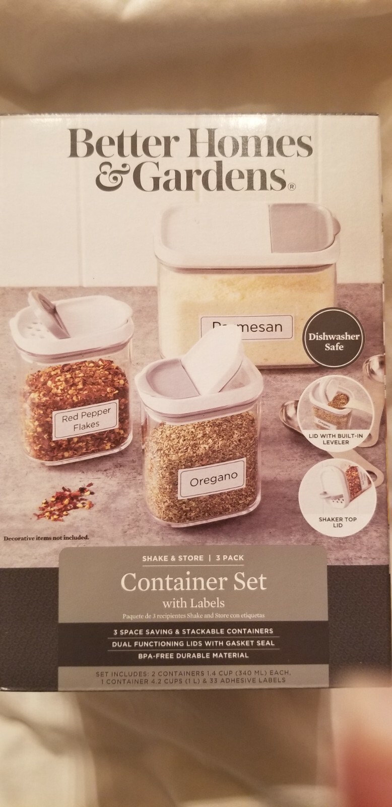 Better Homes And Gardens 3 Piece Plastic Canister Set NEW