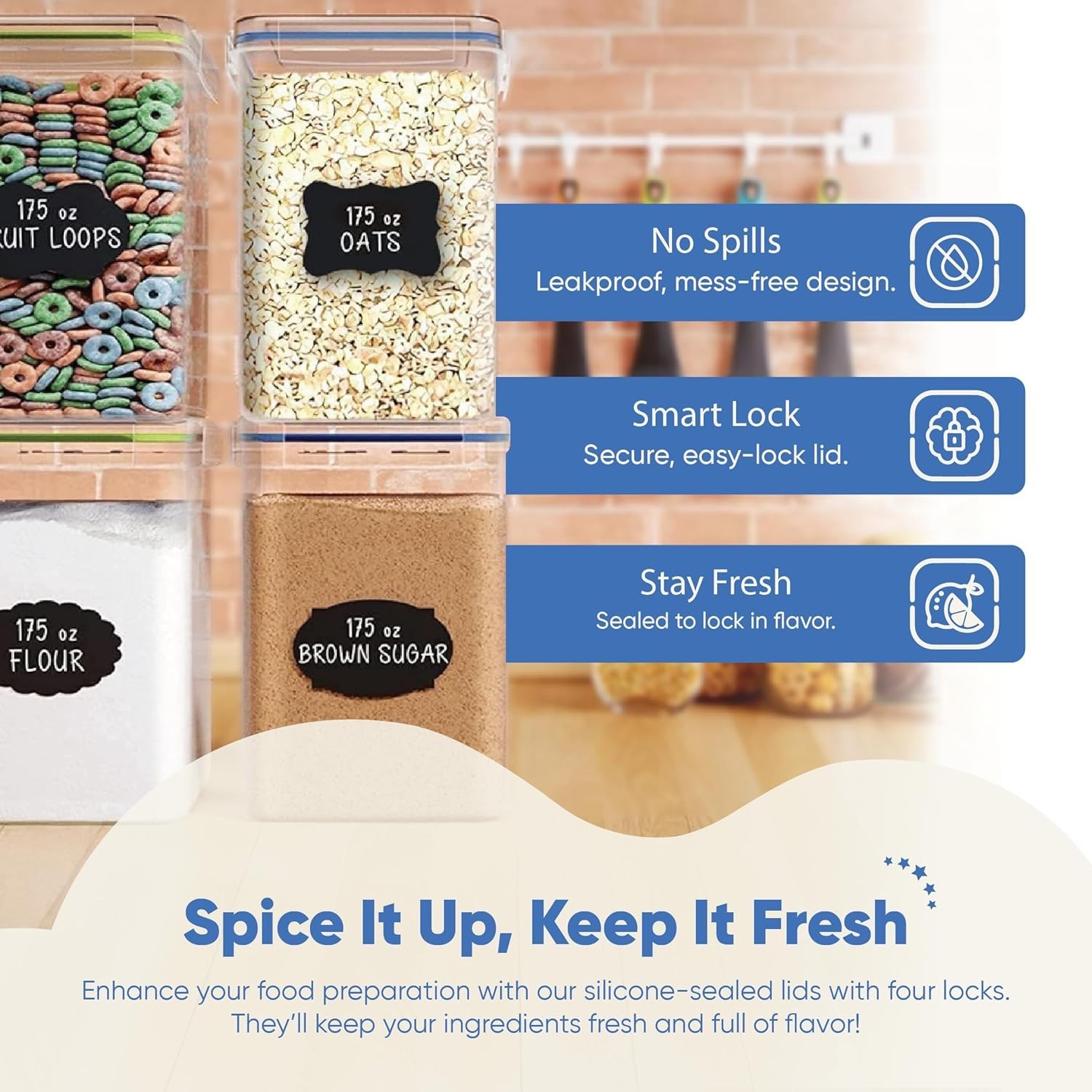 2-Pack 5.2L Airtight Food Storage Containers with Lids – Clear, Stackable, BP…