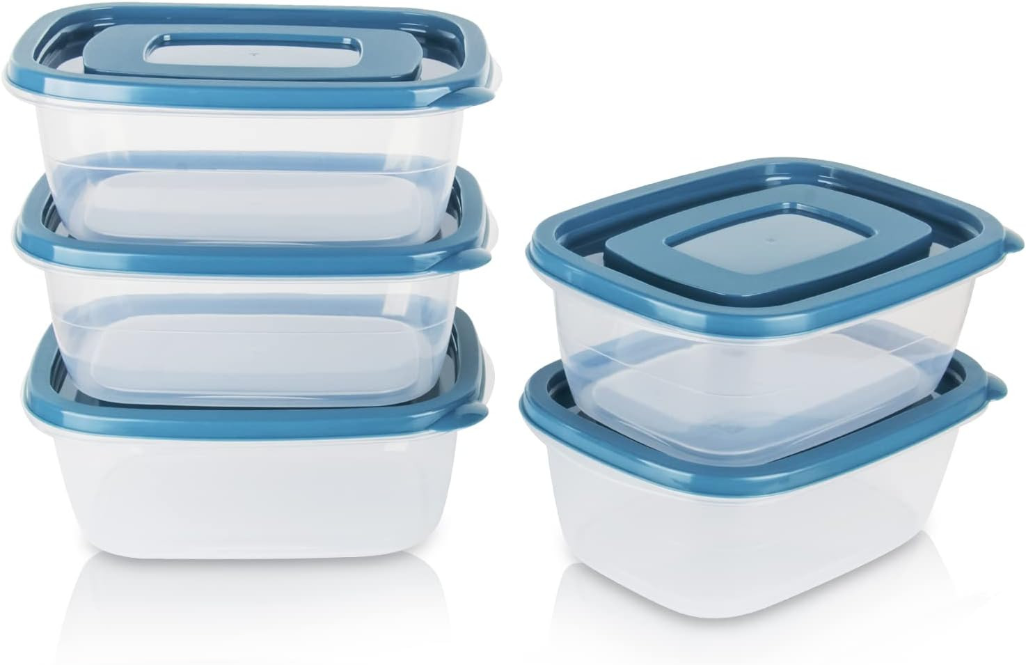 5PCS Food Containers Storage Sets(1000Ml per Box),Bpa-Free Rectangle Plastic Foo