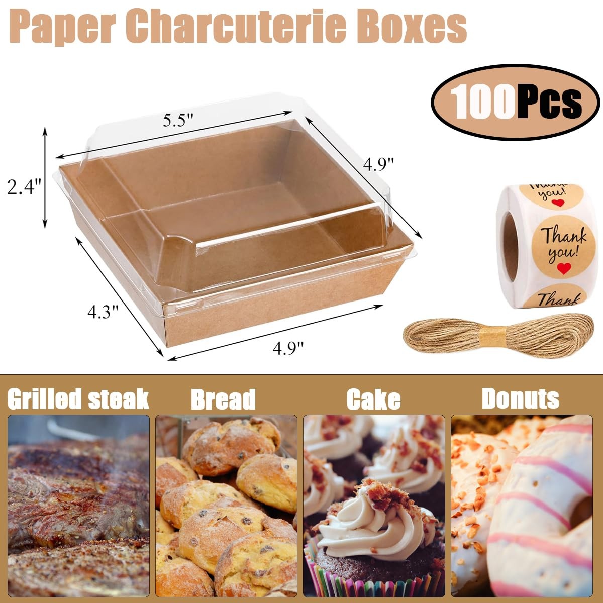 Karasmay 100 Pack Charcuterie Boxes with Clear Lids – Eco-Friendly, Portable,…