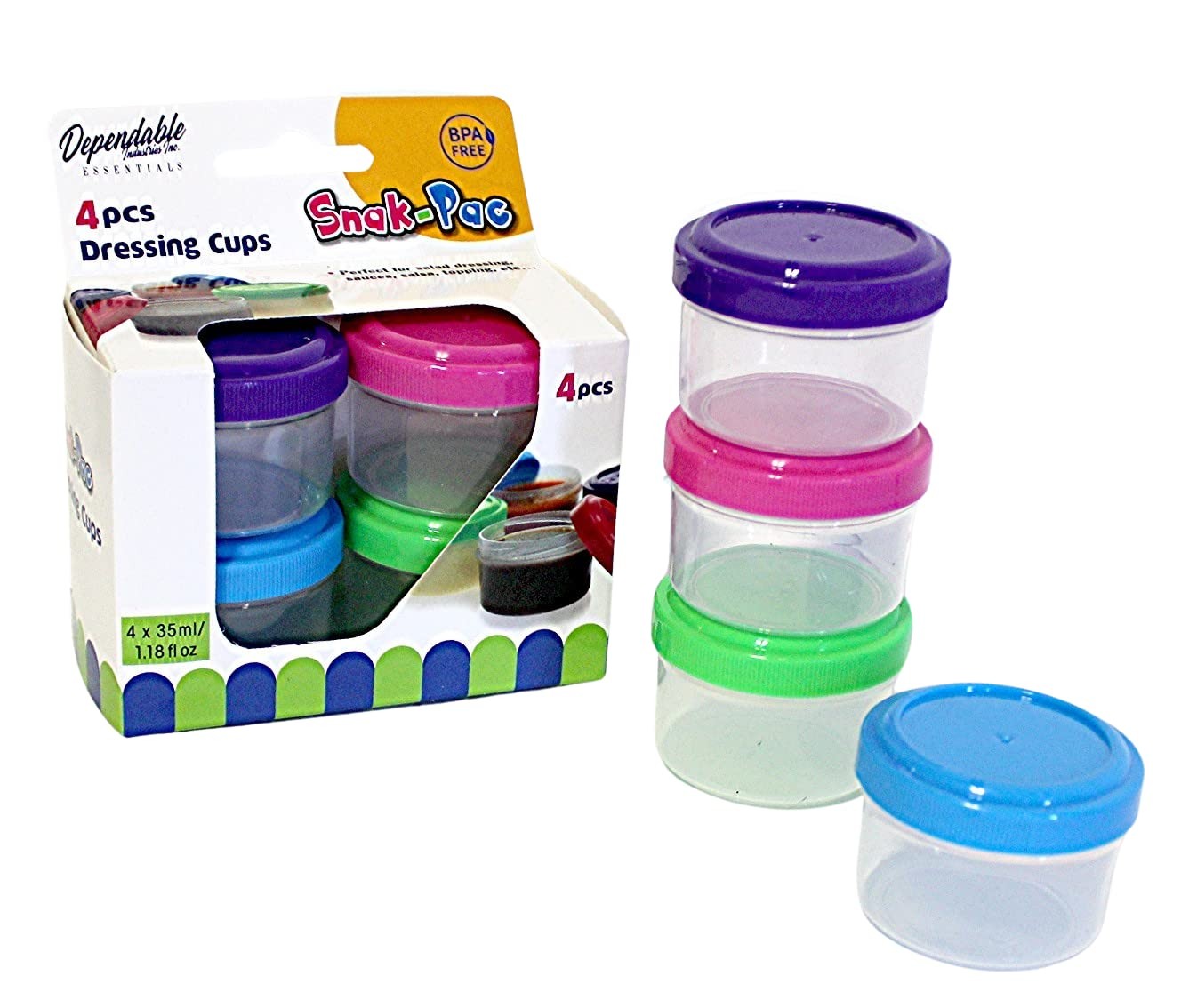 Twist Top 4-Pack Condiment Cups with Lids – 1.18 oz BPA-Free Mini Containers …