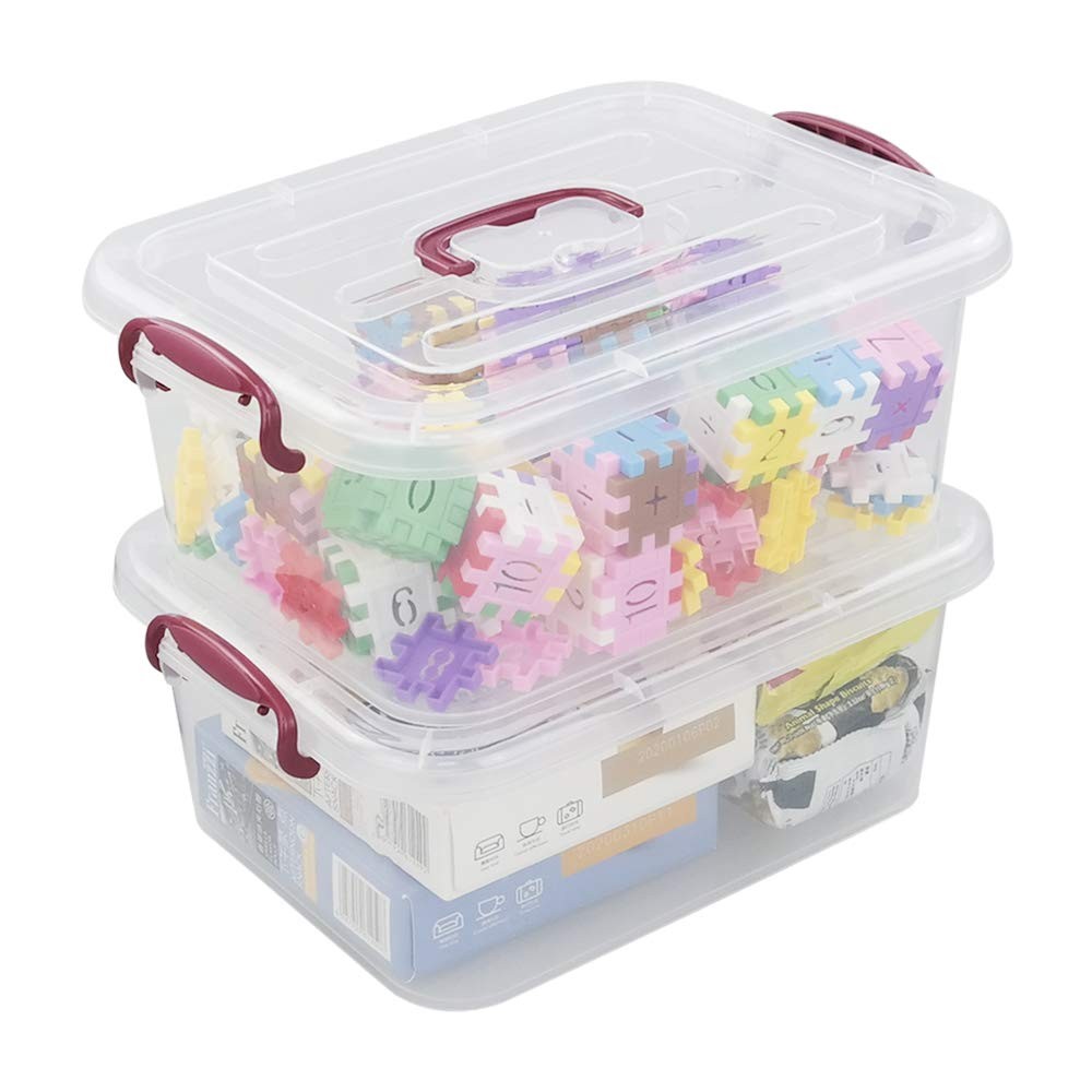 Joyeen 8 Quart Plastic Latching Storage Bins, Boxes 8 quarts, Red