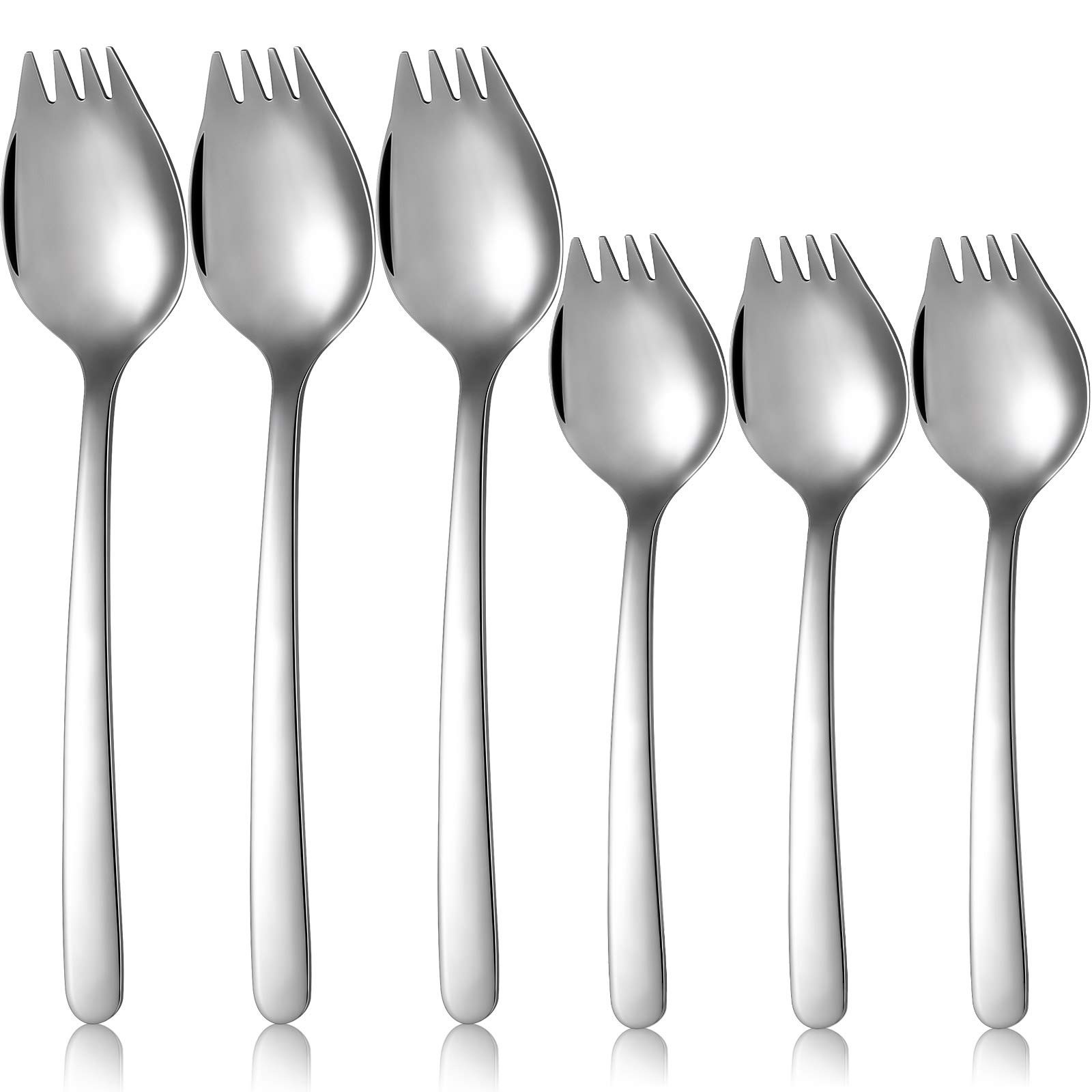 6 Pieces Stainless Steel Sporks Spoon Fork for Everyday Use, Kitchen Silver