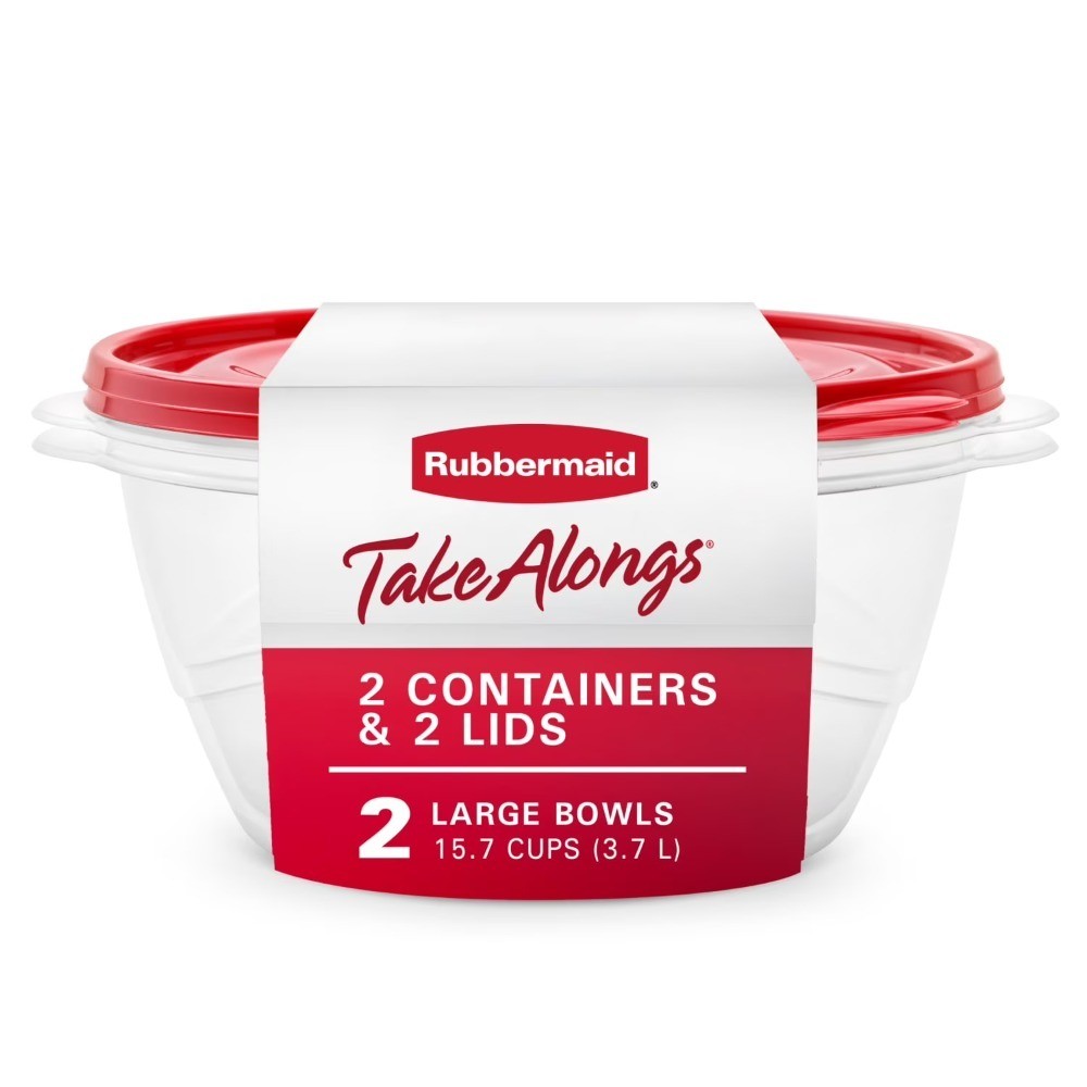 2-Pack Large Serving Bowl Food Storage Containers with Lids 15.7 Cup Capacity