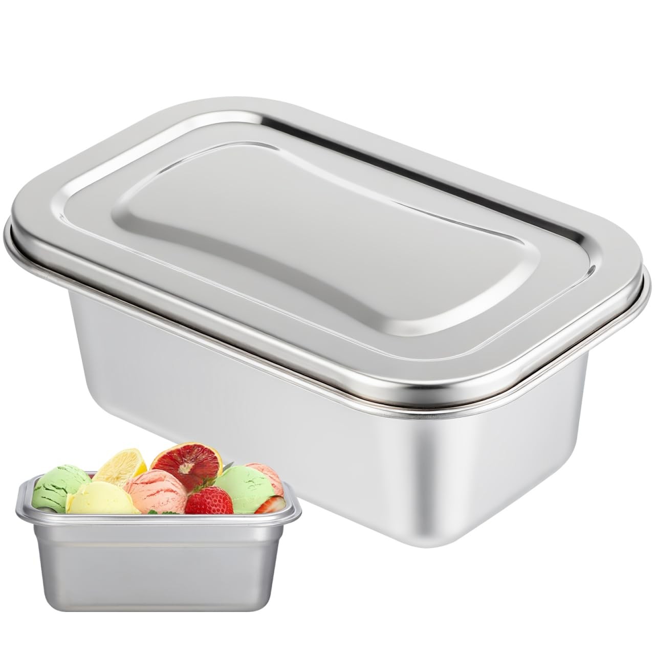 Stainless Steel Freezer Containers Multi-Function Food Storage Ice Silver
