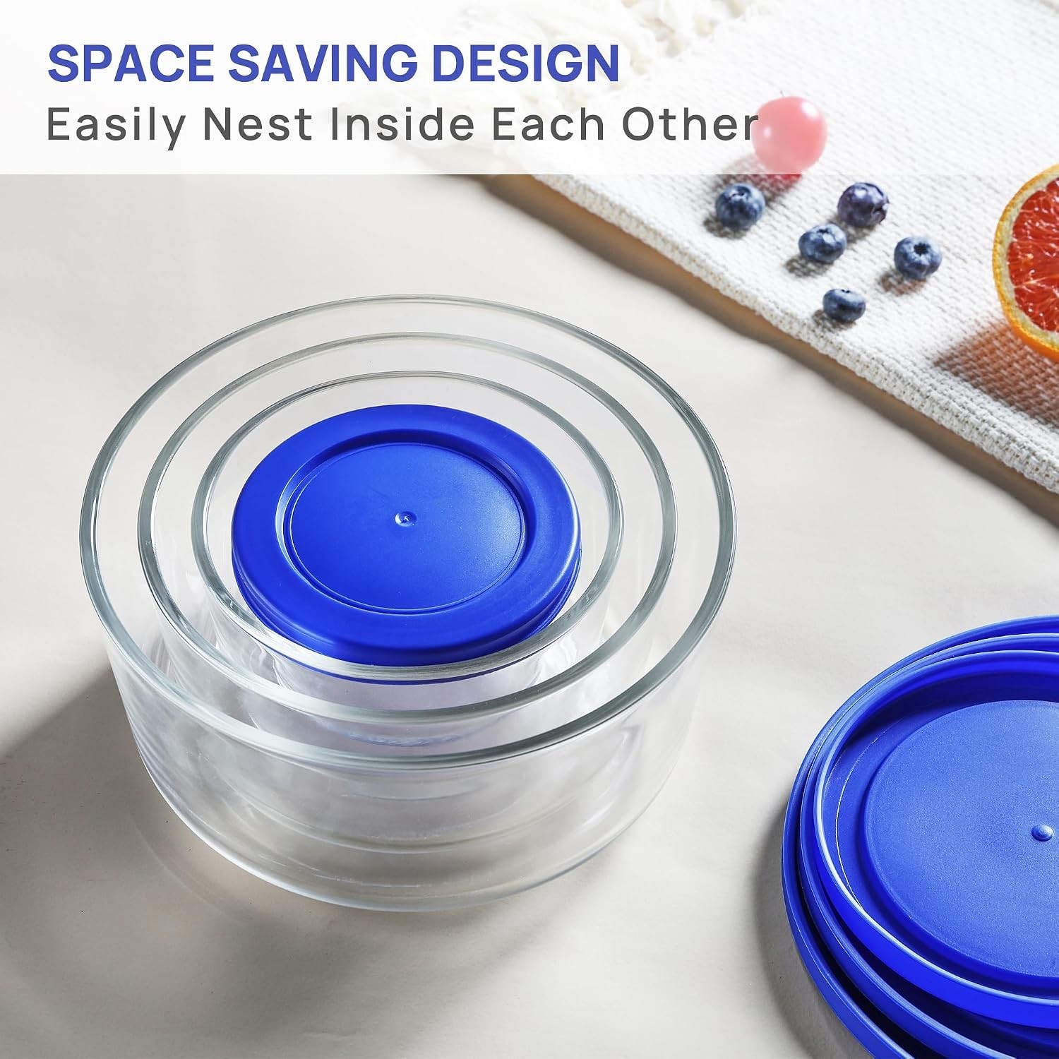 4 Pack Glass Bowls with Lids 1, 2, 4, 7 Cup, Food Storage Containers, Meal Pr…
