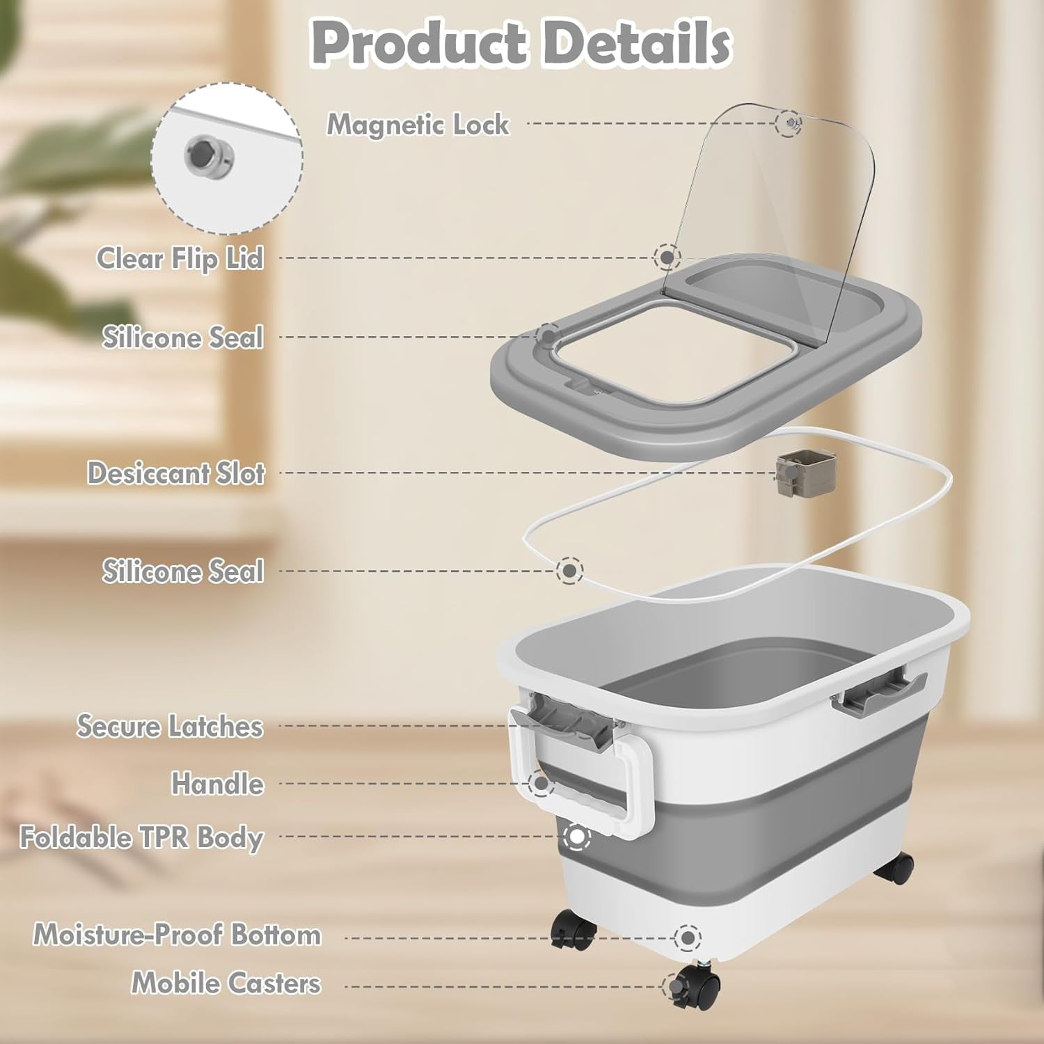 Airtight Pet Food Container | Dog & Cat Food Storage Bin | Treat Box with Scoop