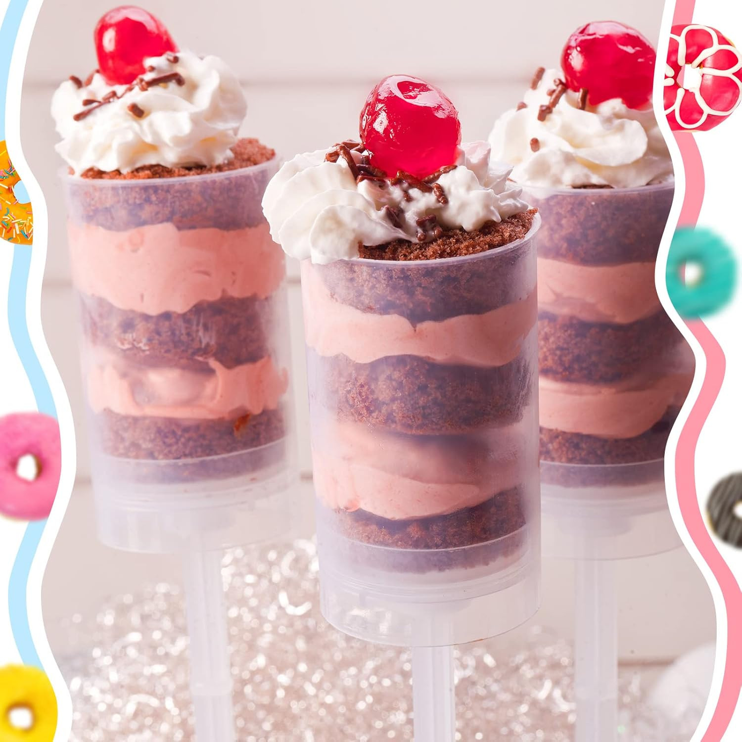 Lenwen 300 Pcs Cake Push Pop Containers with Lids, Reusable Cake Push Pops, Muti