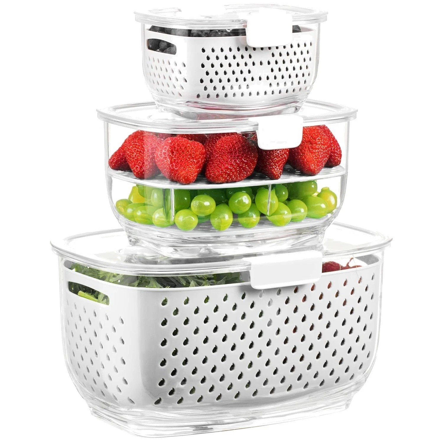 Fresh Produce Storage Containers 3-Piece Set, BPA-free