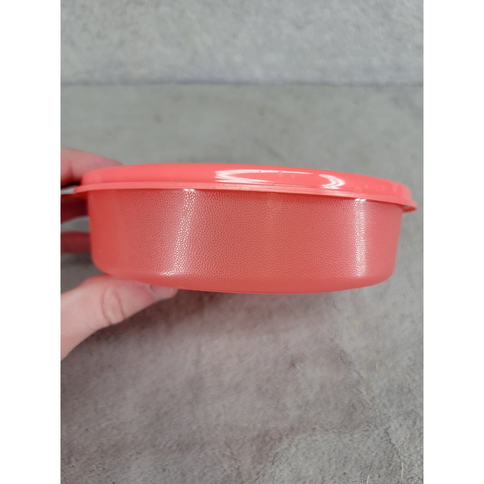 Tupperware Round Storage Bowl with Lid 1551-3A Coral Pink 6 Inch Vintage Style