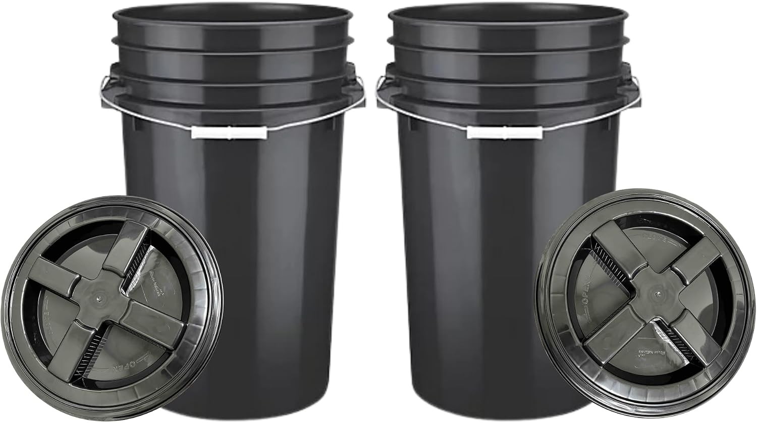 7 Gallon Large Black Food Grade – BPA Free- Made in USA Bucket Pail