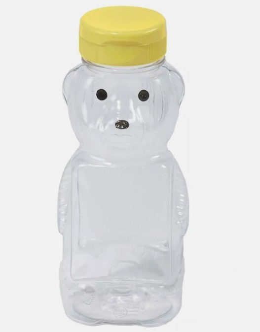 Little Giant Plastic Honey Bear Clear Squeeze Bottles Case of Twelve, 12 ounce