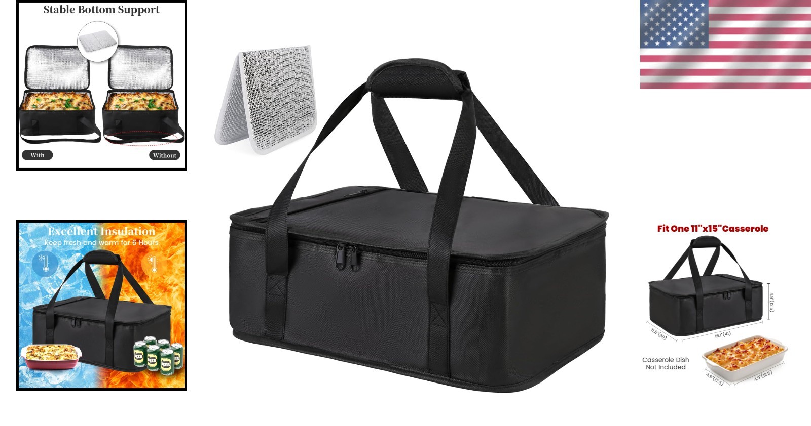 Insulated Casserole Carrier: Reusable Hot & Cold Food Transport Bag