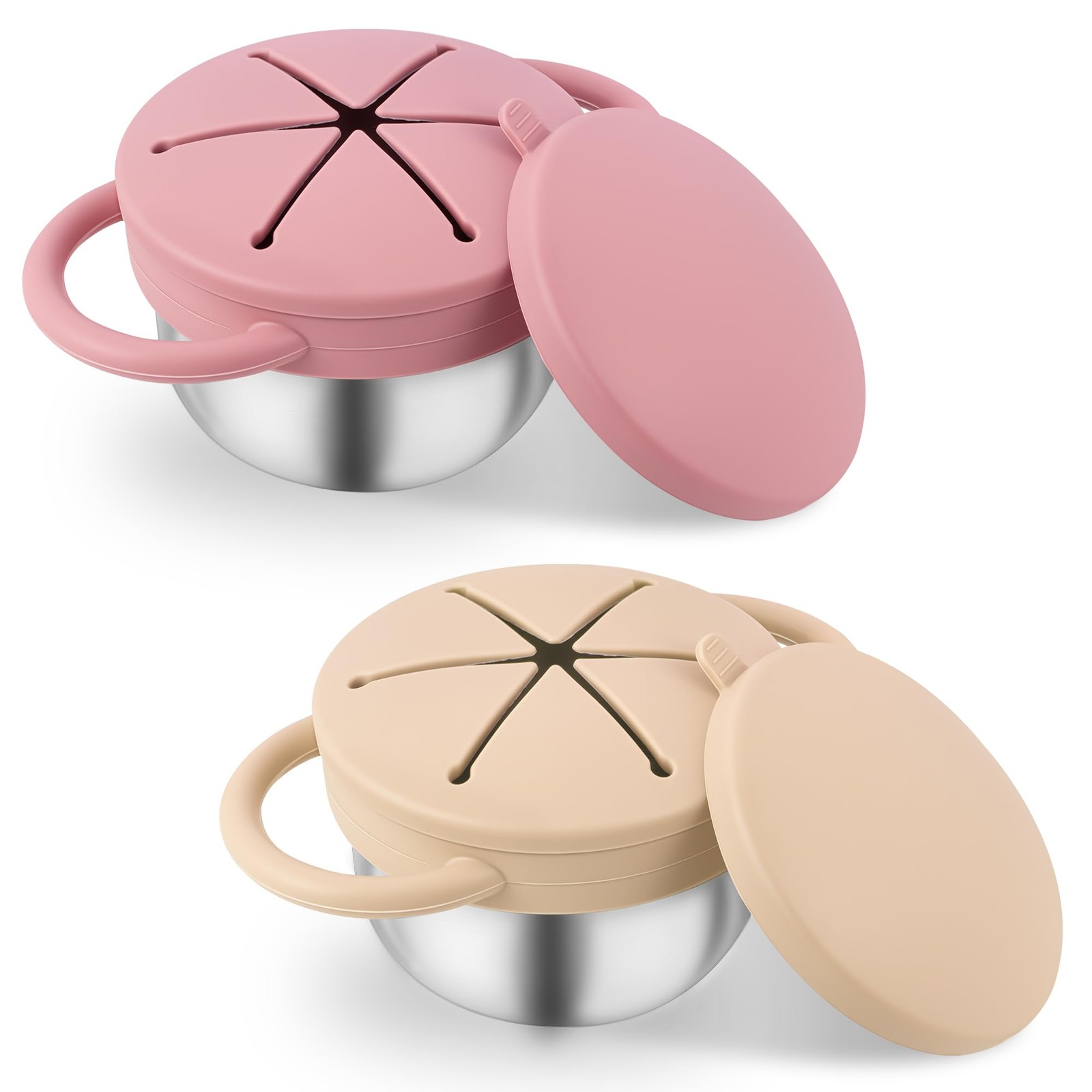 Stainless Steel Snack Containers with Lids, Snack cups with Silicone Food Cat…