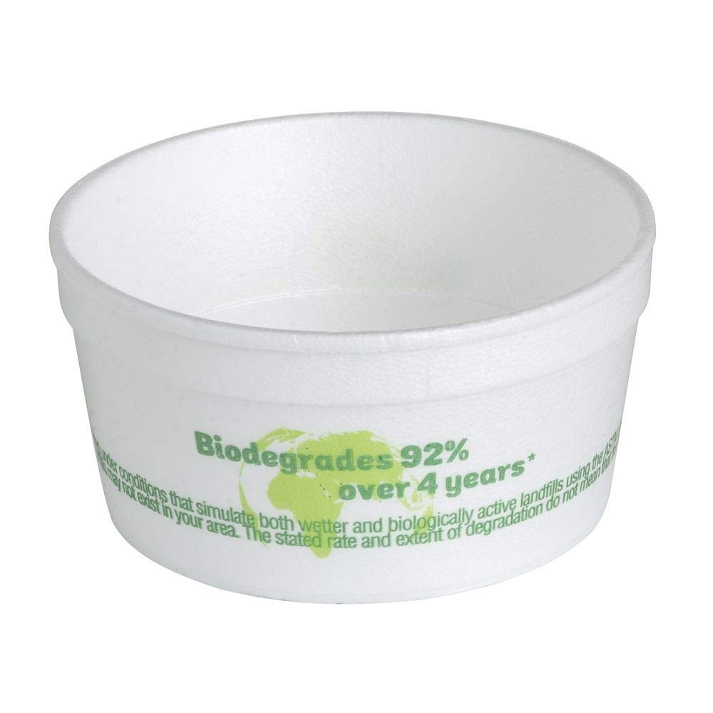 8 oz VIO Biodegradable Foam Hot Food Container – 3 7/8″Dia x 2″H