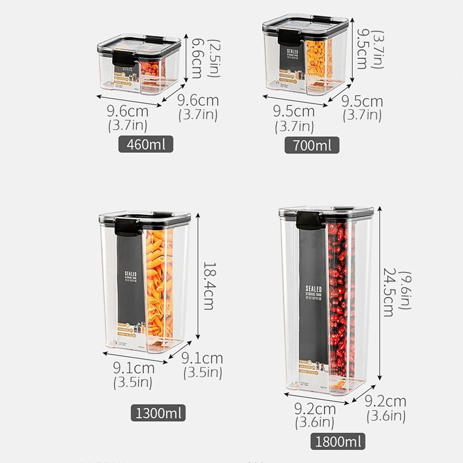 Airtight Food Storage Containers with Lids for Kitchen Organization – Plastic…