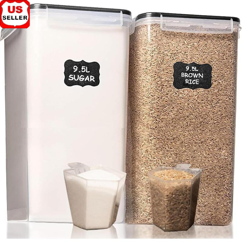 9.5L 321 Oz Extra Large Bulk Food Storage Container 2 PC W/ 2 Cup Removable Seal
