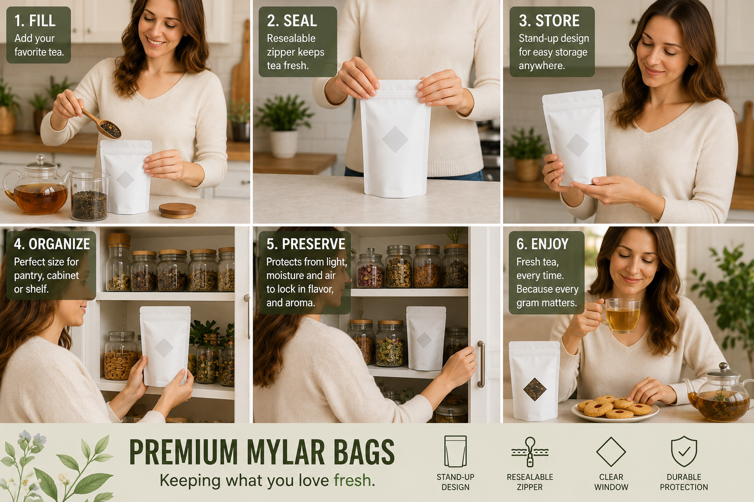 Reliable Mylar Bags for Food Storage | Resealable and Moisture-Proof Packaging