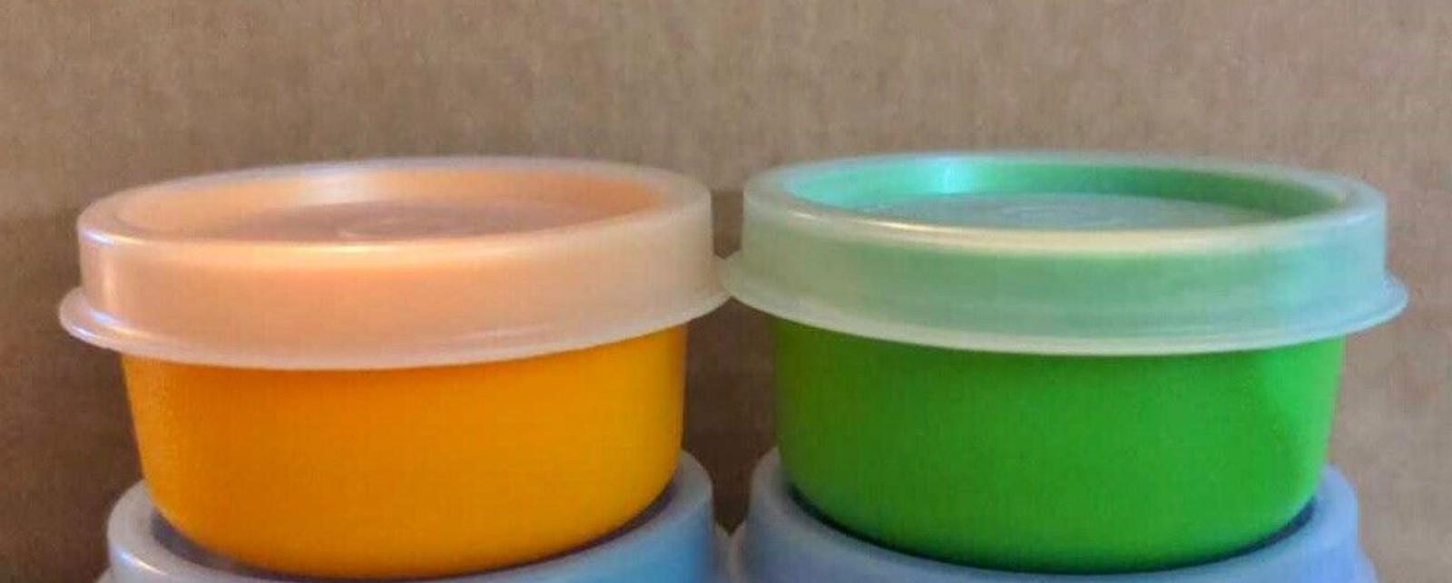 Tupperware Minis / Smidgets & Seals Set of 2 ~ Green & Orange w/ Clear Seals New