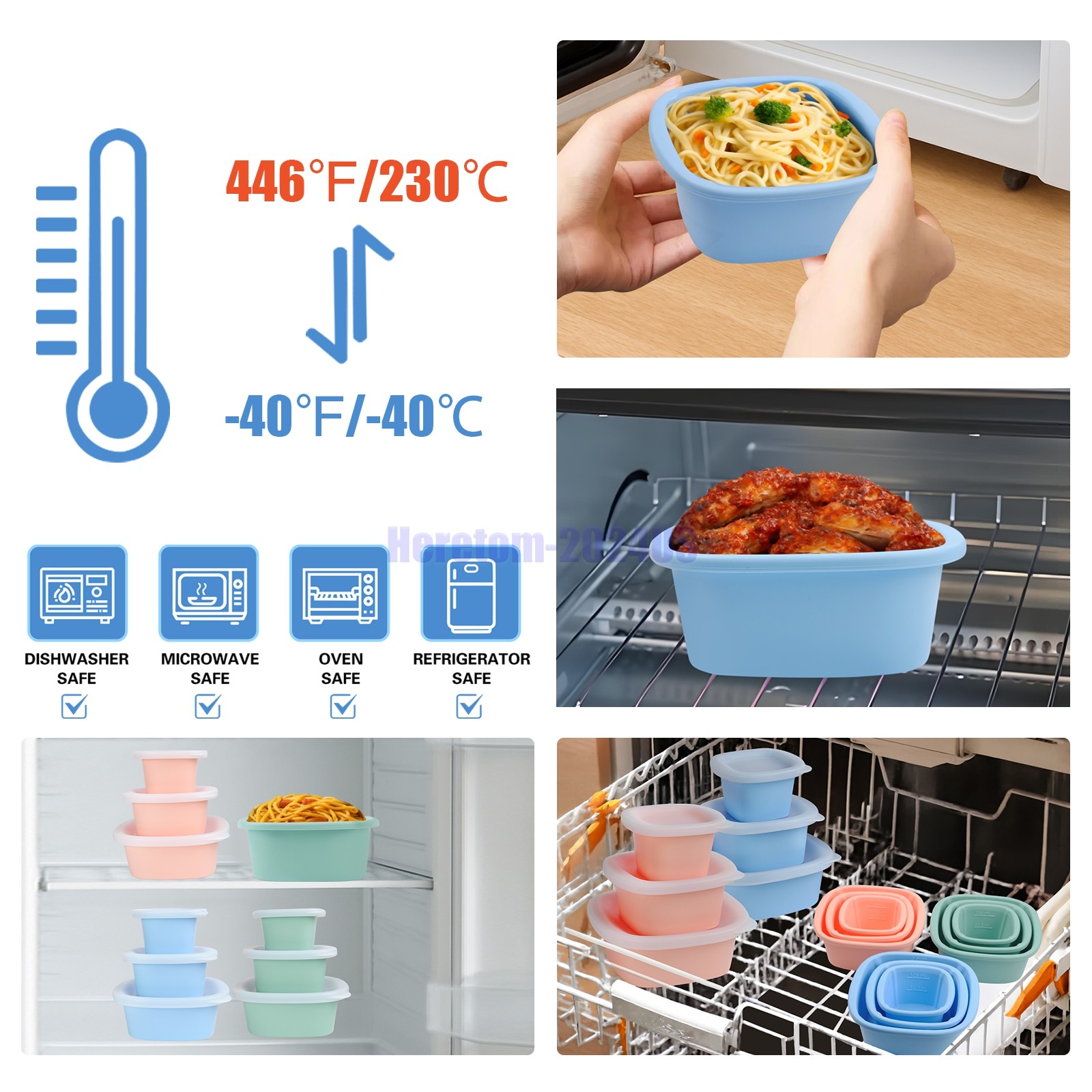 6x Culinary Cubed Silicone Food Storage Lunch Bento Box Nesting Food Containers
