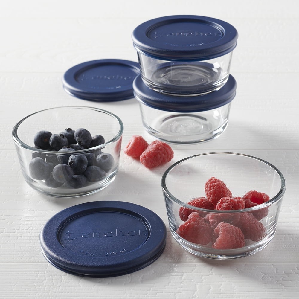 Glass Food Storage Containers W/ Lids 1 Cup Round Multi-Purpose Set of 4
