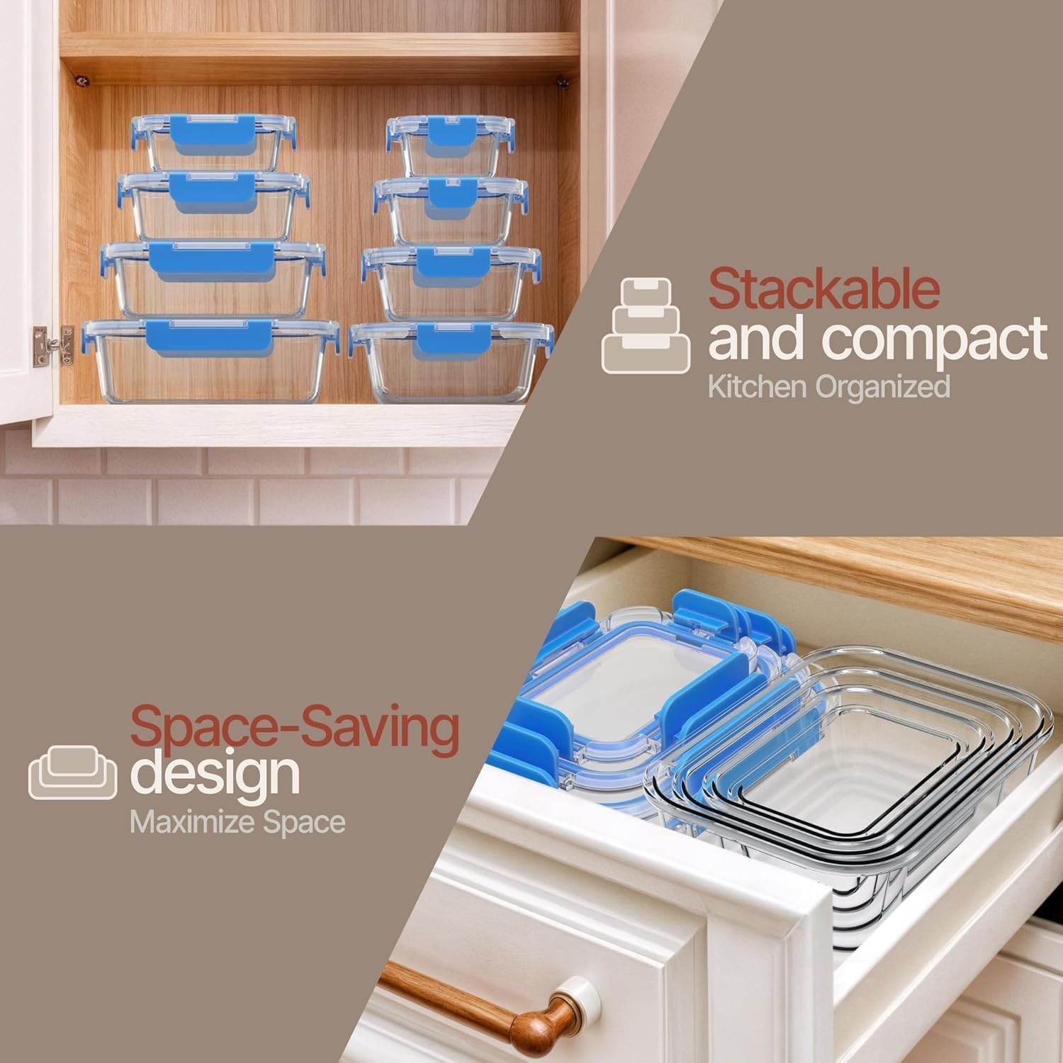 Bakken Borosilicate Glass Food Storage Containers with Lids 16 Pieces, BPA-St…