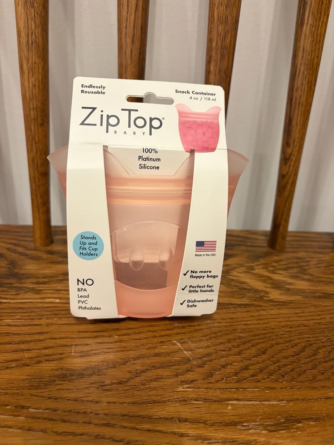 Zip Top Baby 4oz Reusable Silicone Snack Container – Pink