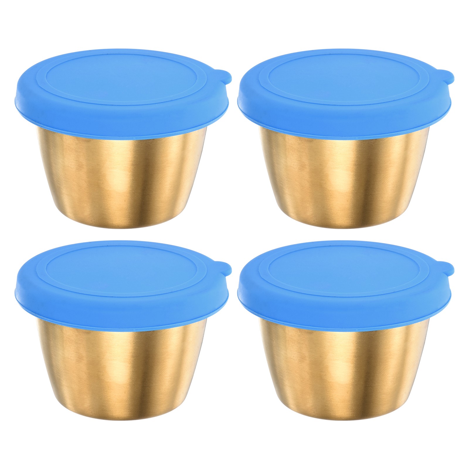4pcs Condiment Cups Containers with Lids 2.4oz Salad Dressing Container Blue