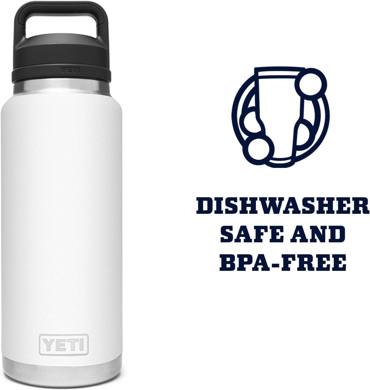 YETI Rambler 36 oz Bottle, Leakproof, Vacuum Insulated, Stainless Steel with Chu