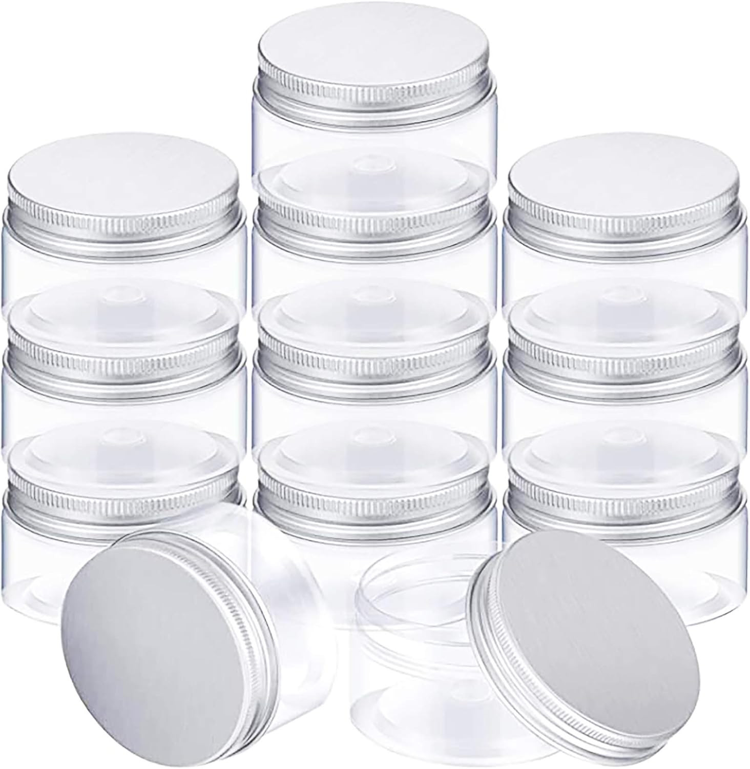 12 Pack Clear Plastic Storage Favor Jars Wide-Mouth Plastic Containers with Lids
