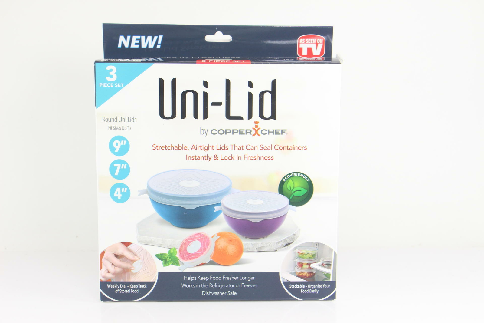 2 PACK Uni-lid By Copper Chef 3 Piece Set FITS SIZES 9″ 7″ 4″ Round Lids U60