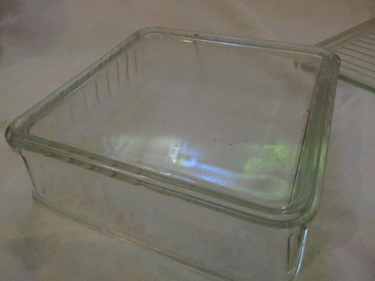 Vintage GE General Electric 8-1/2″ Sq Clear Refrigerator Dish w/Lid – EXC Cond