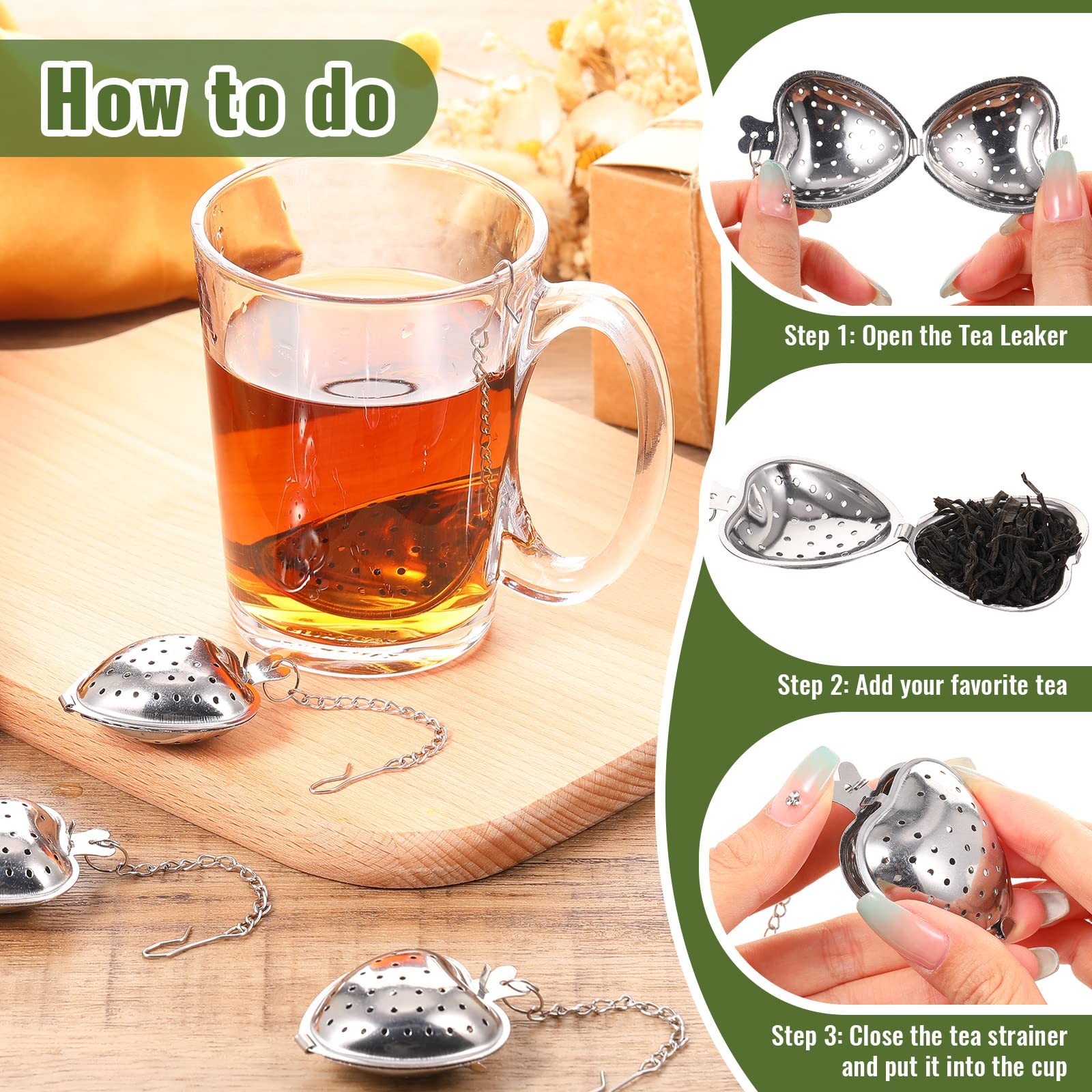 Sumind 25 Pcs Heart Tea Strainer Stainless 2 x 1.6 inches (L x W), Silver